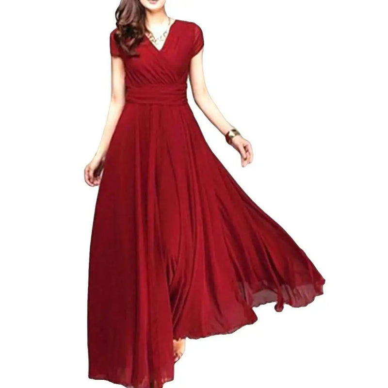 Plus Size V-Neck Maxi Dress