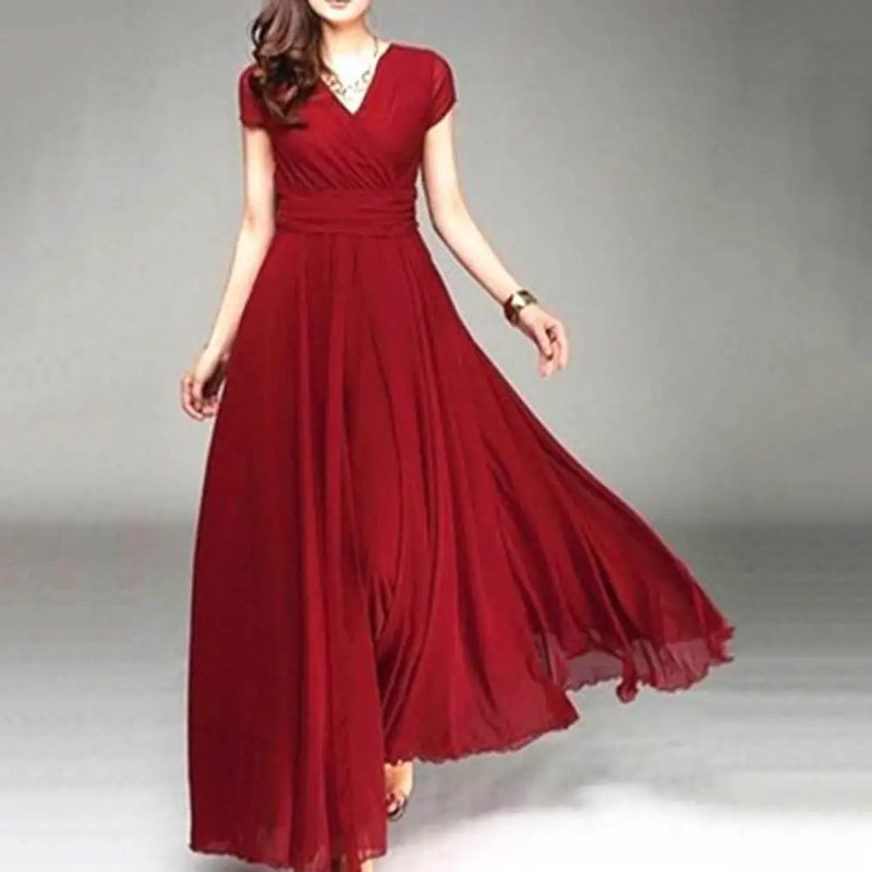 Plus Size V-Neck Maxi Dress