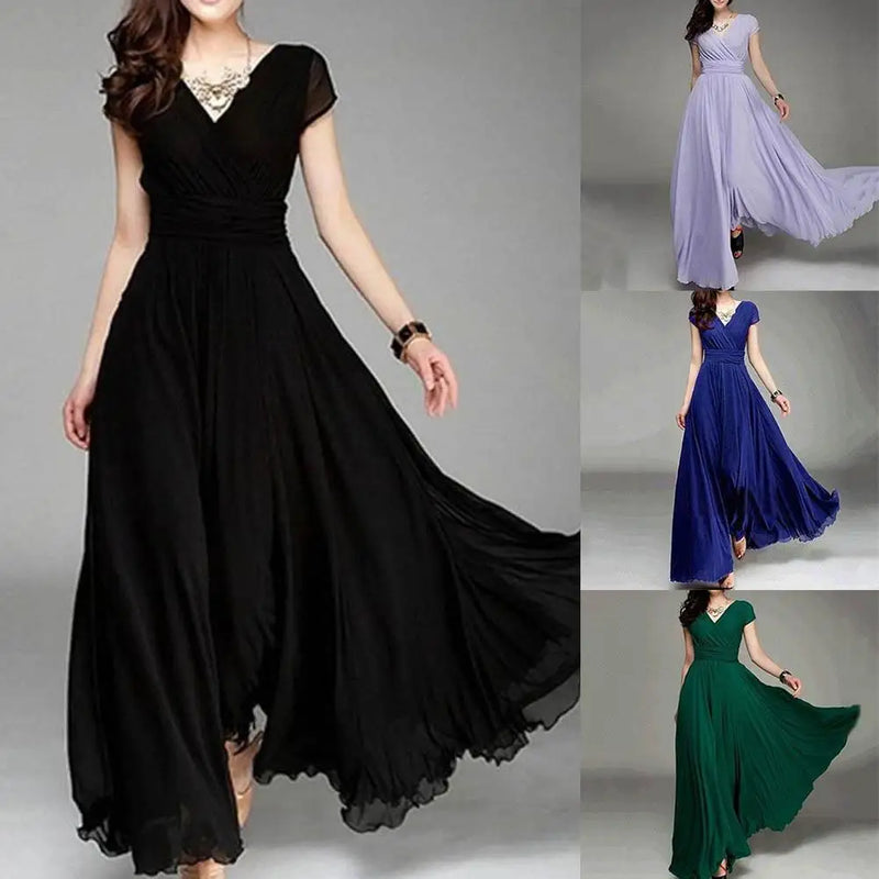 Plus Size V-Neck Maxi Dress