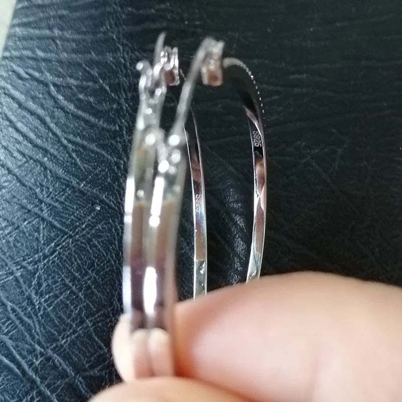 Sterling Silver Zircon Hoop Earrings