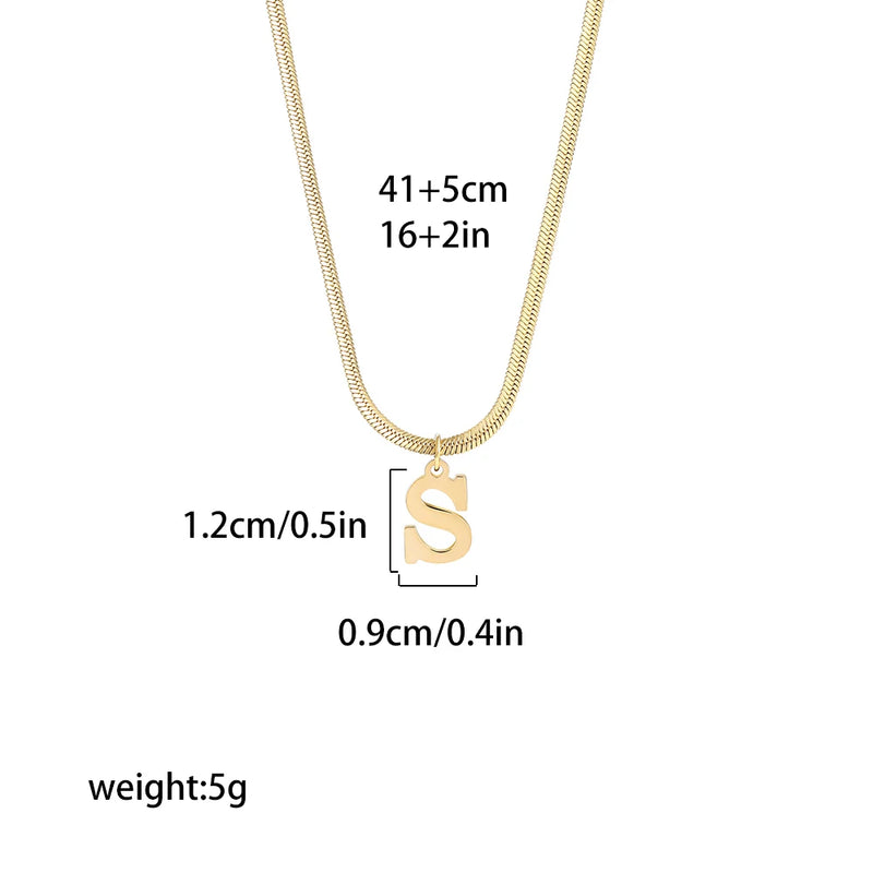 Gold Initial Snake Chain Necklace