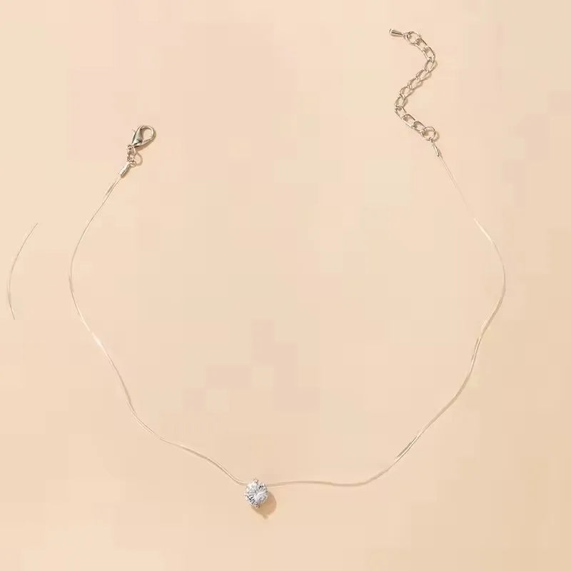 Single Rhinestone Pendant Necklace