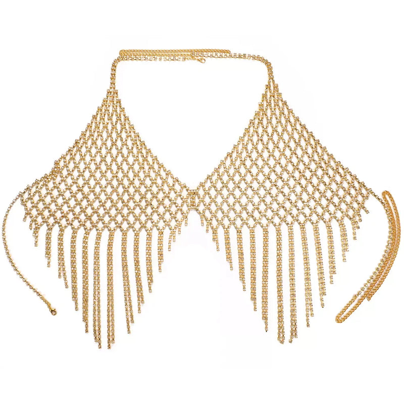 Rhinestone Tassel Bra Chain