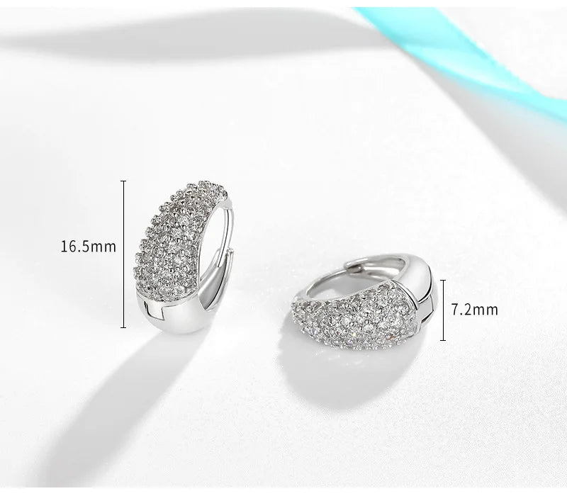 Sterling Silver Zircon Hoop Earrings
