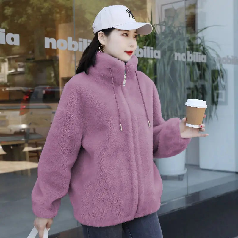 Double Fleece Stand Collar Coat