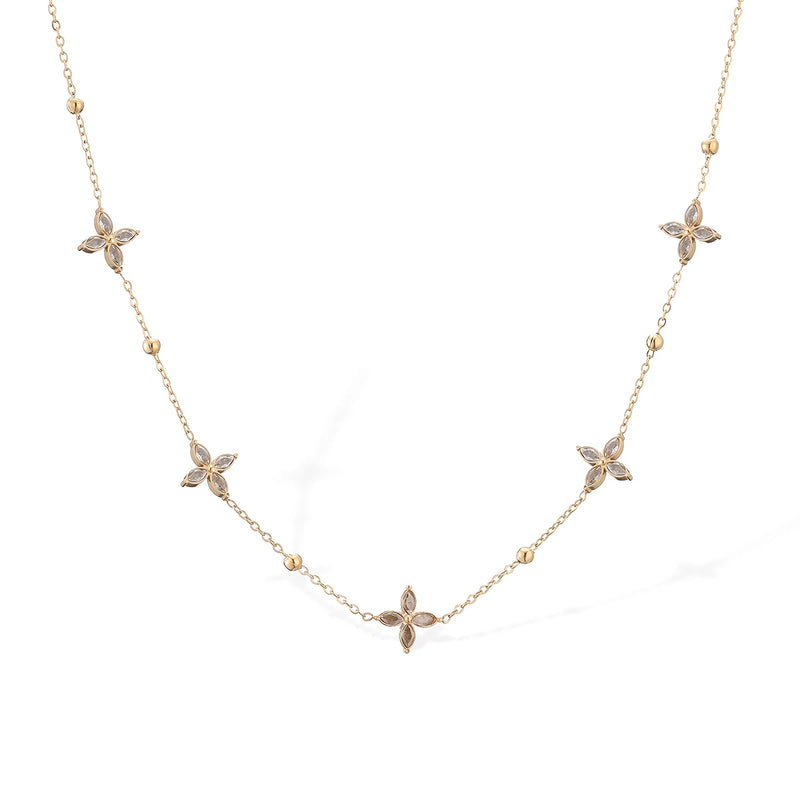 Gold Flower CZ Charm Bracelet