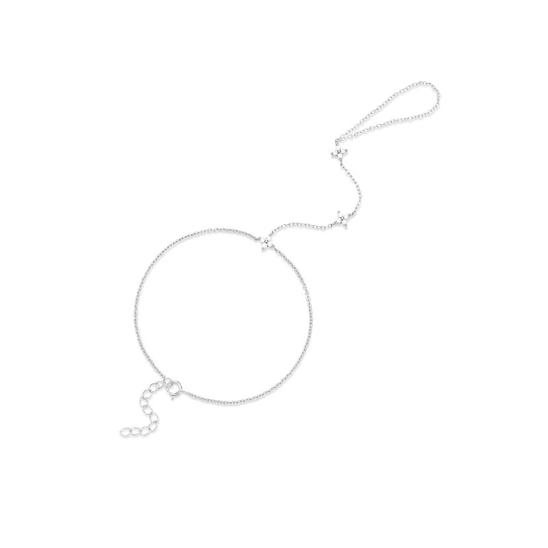 Sterling Silver Heart Petal Zircon Bracelet