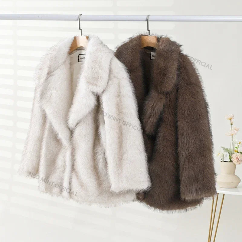 Oversized Gradient Faux Fur Coat