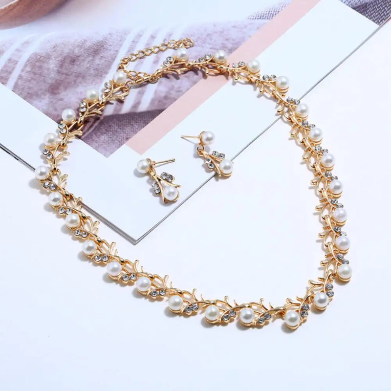 Rhinestone & Pearl Bridal Jewelry Set