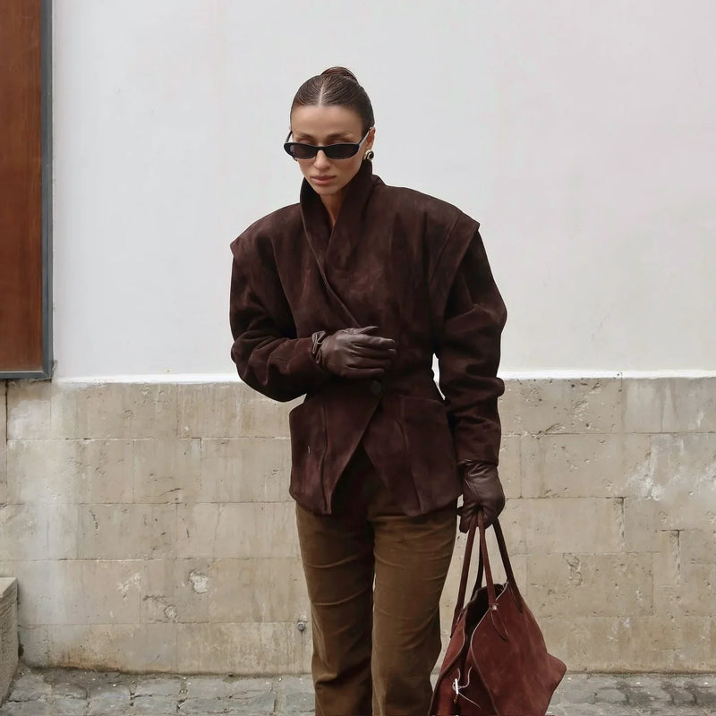 Suede Single-Breasted Short Jacket