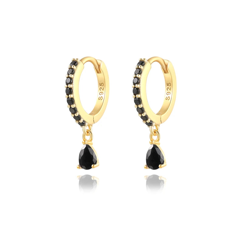 Sterling Silver Colorful Zircon Hoop Earrings