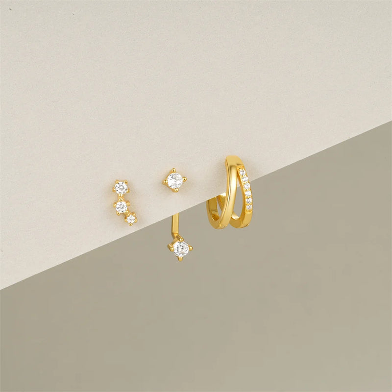Sterling Silver Flower Hoop Earrings Set
