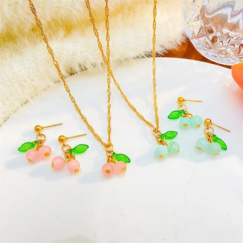 Cherry Pendant Jewelry Set