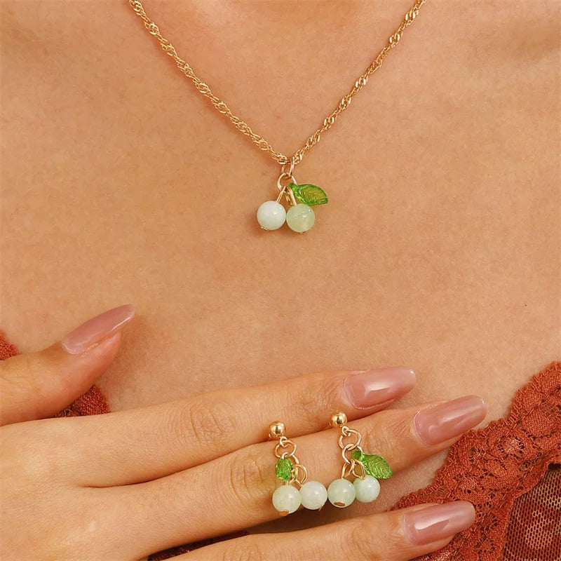 Cherry Pendant Jewelry Set