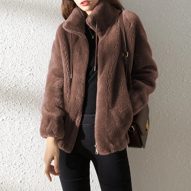Double Fleece Stand Collar Coat