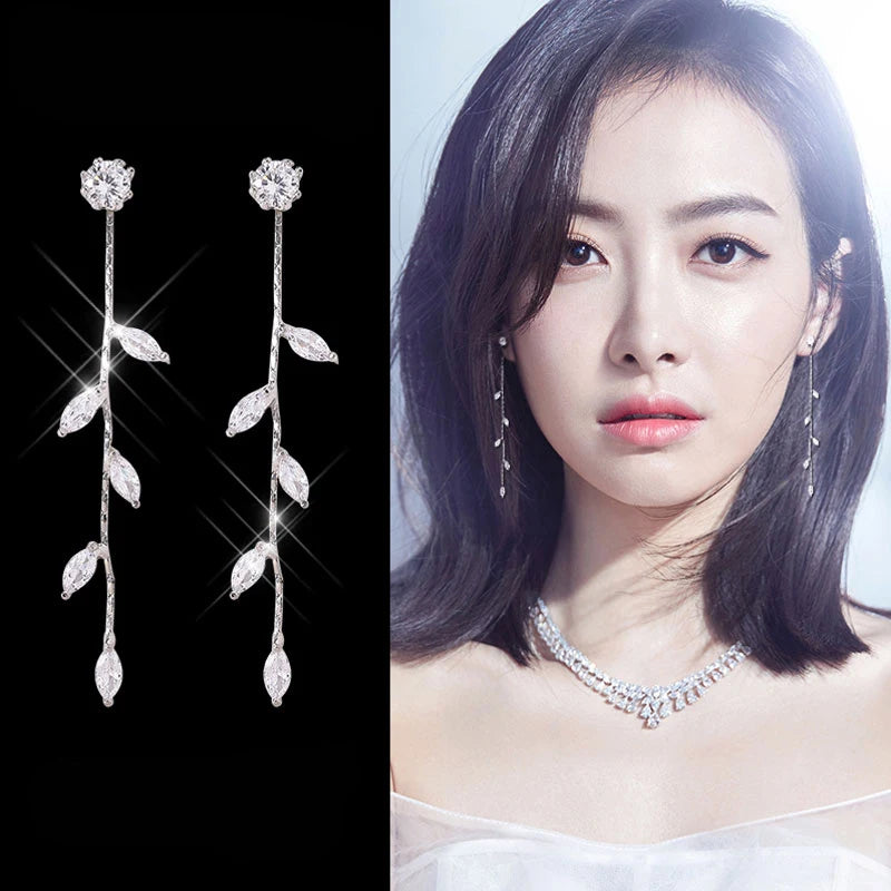 Sterling Silver Zircon Tassel Earrings