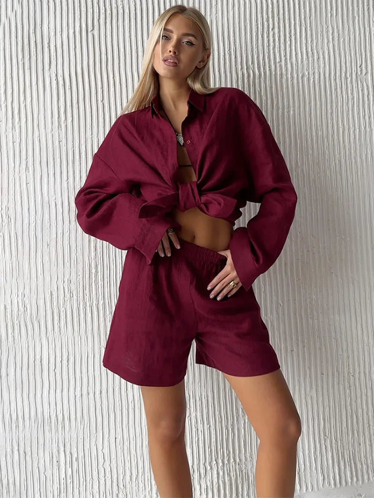 Cotton Linen Shirt & Pants Set