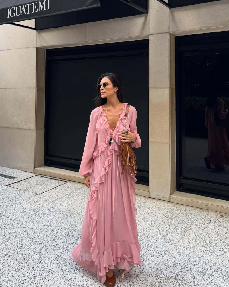 Layered Ruffled Chiffon Dress