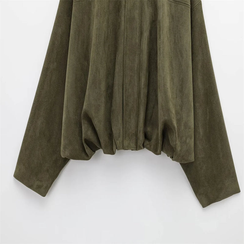 Faux Suede Olive Green Jacket