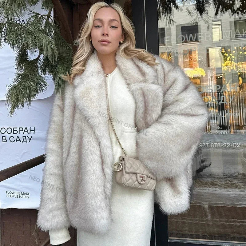 Oversized Gradient Faux Fur Coat