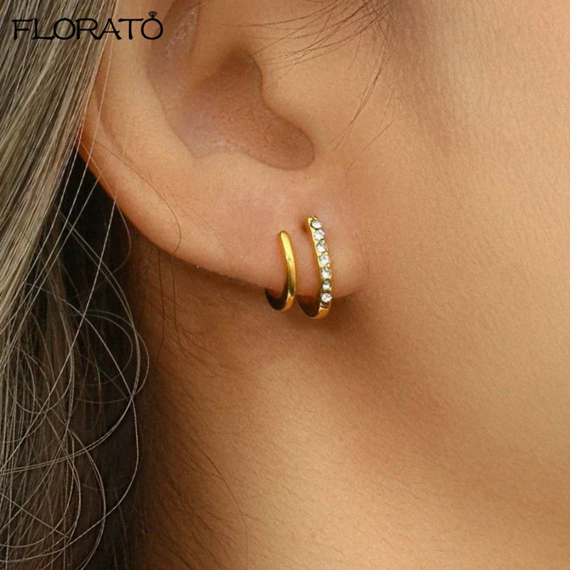 Sterling Silver Korean Hoop Earrings
