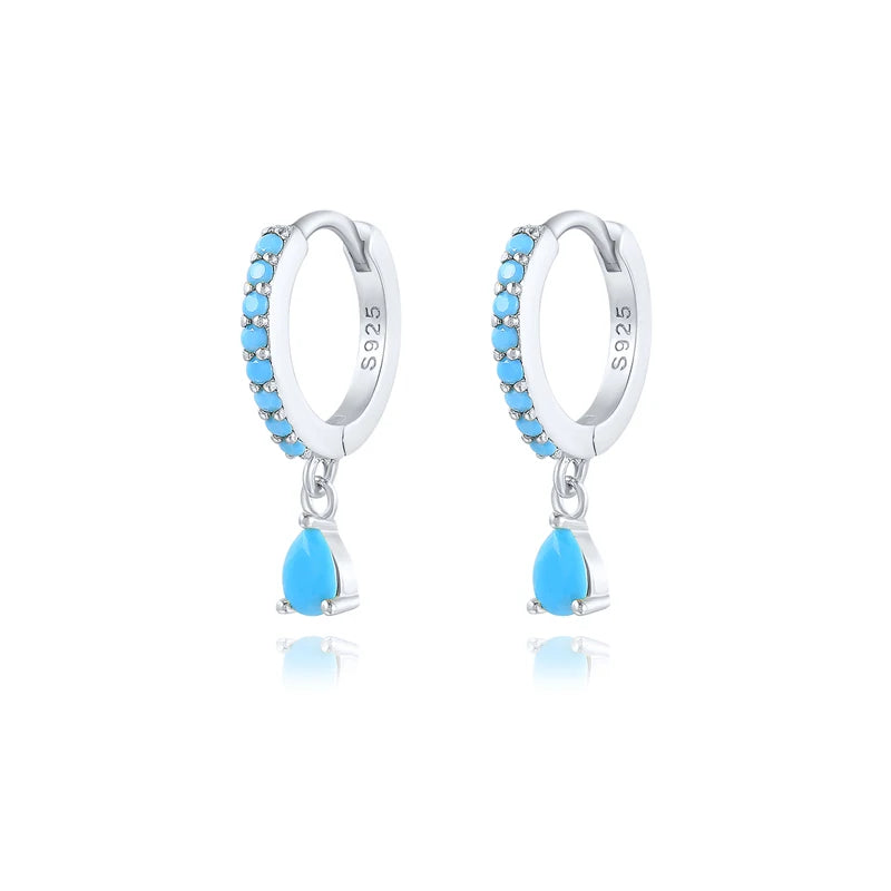 Sterling Silver Colorful Zircon Hoop Earrings