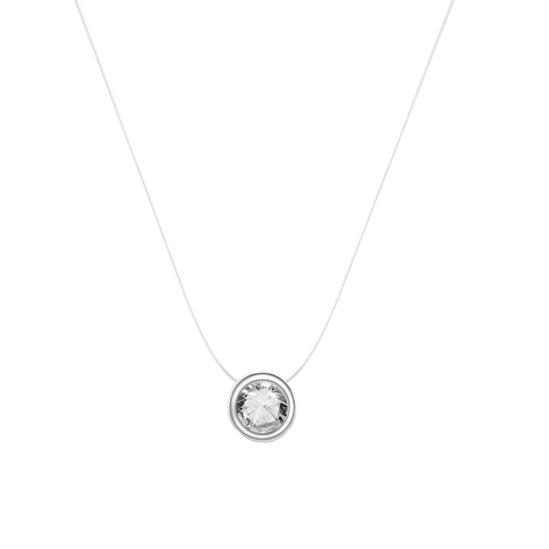 Single Rhinestone Pendant Necklace