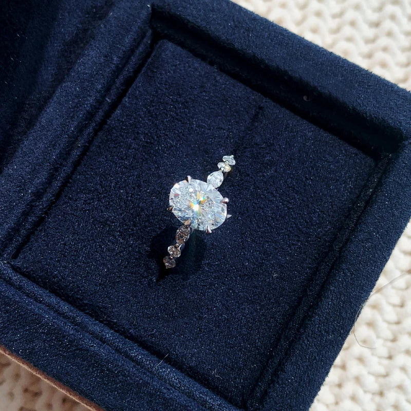 Sterling Silver Oval Zircon Ring