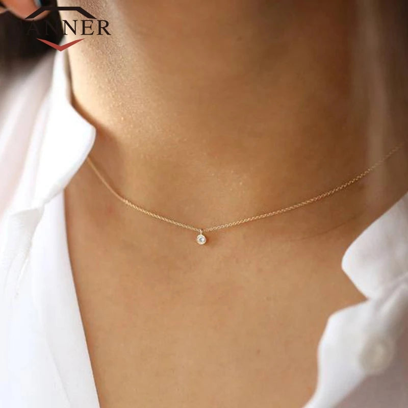 Sterling Silver Zircon Choker Necklace