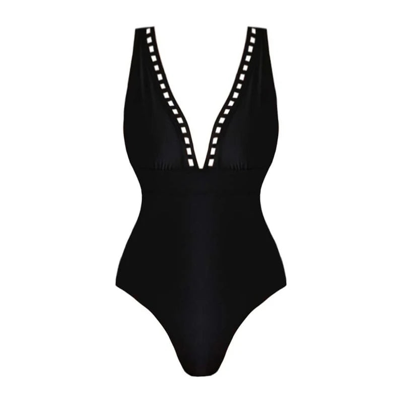 Deep V-Neck One-Piece Swimsuit