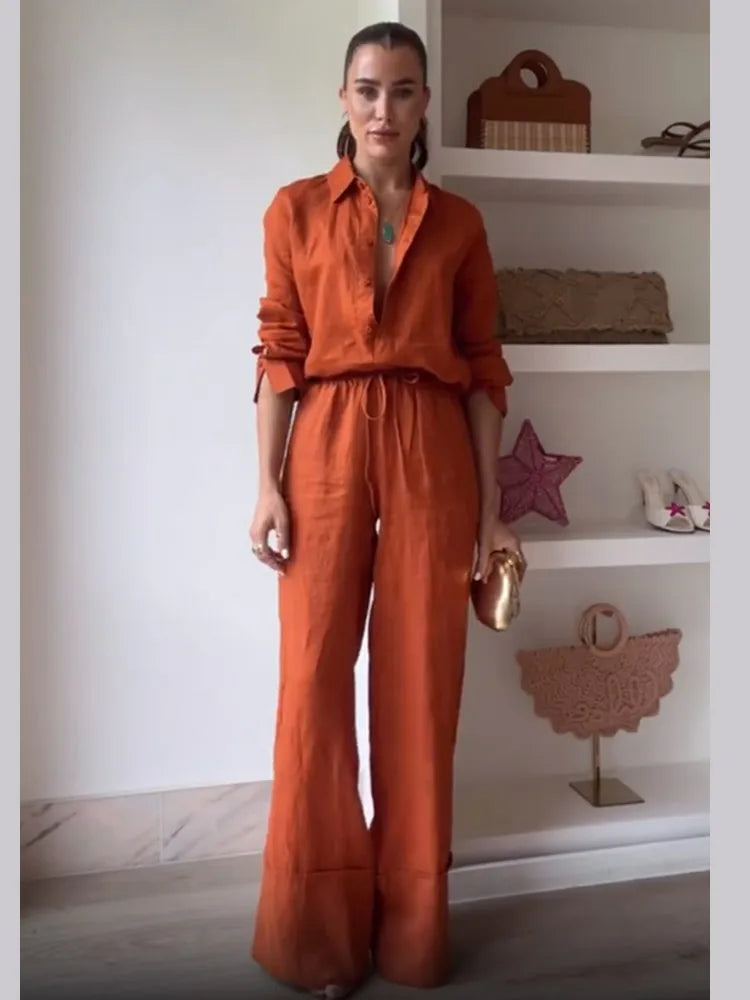 Cotton Linen Shirt & Pants Set