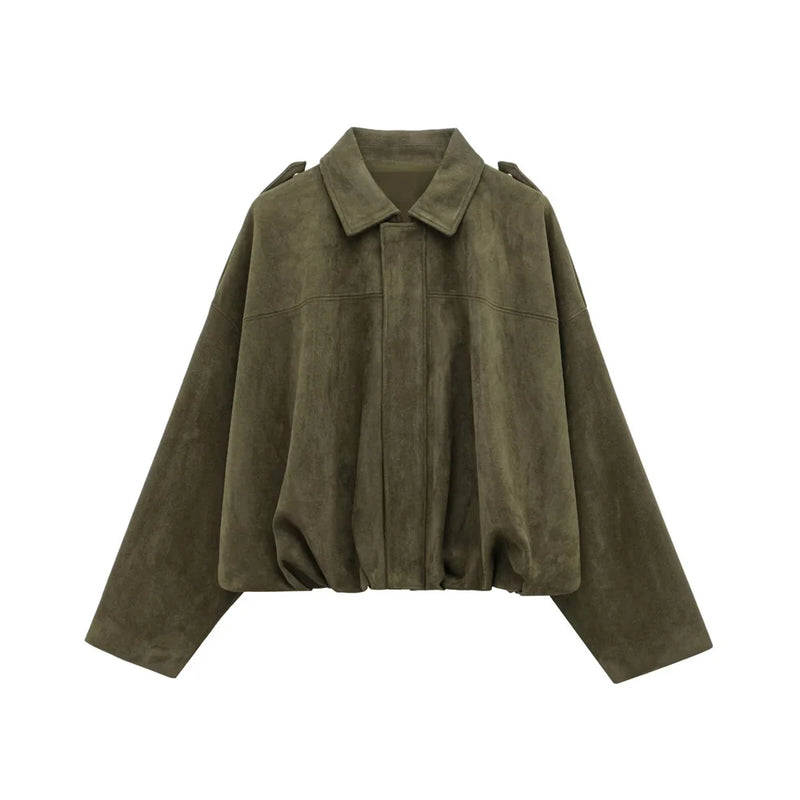 Faux Suede Olive Green Jacket
