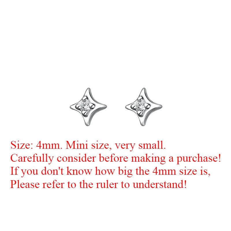 Sterling Silver Star Zircon Stud Earrings