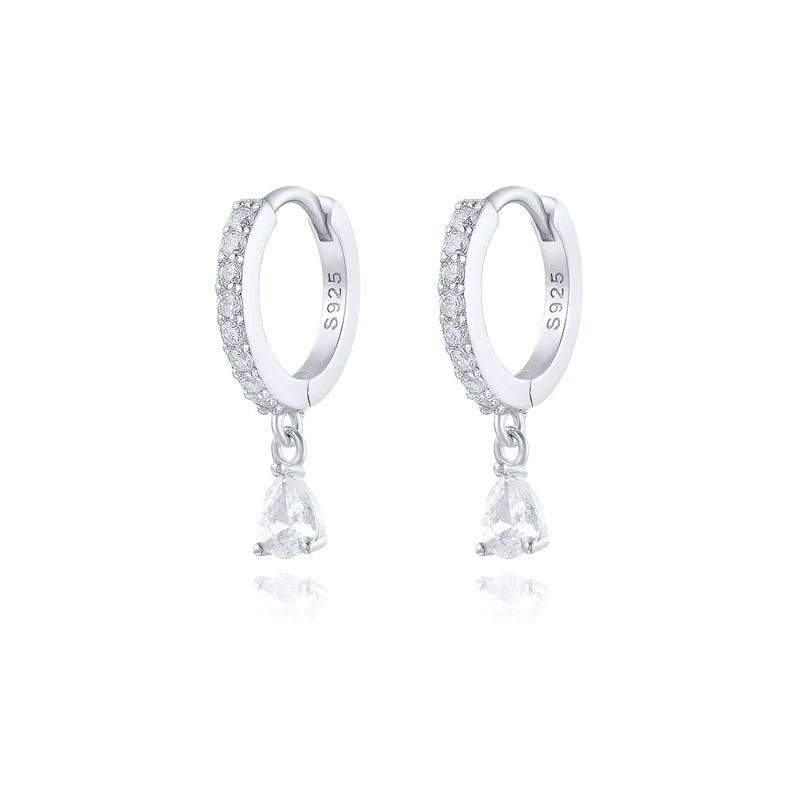 Sterling Silver Colorful Zircon Hoop Earrings
