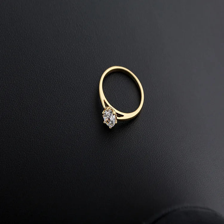 14K Gold Plated Solitaire Zircon Ring