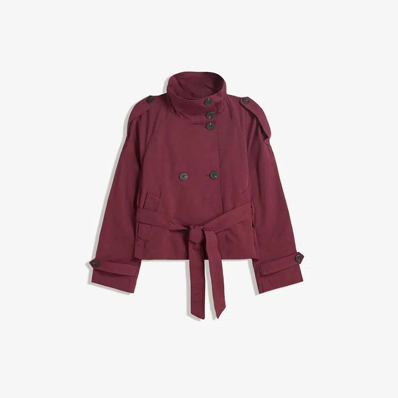 Cropped Belted Trench Coat