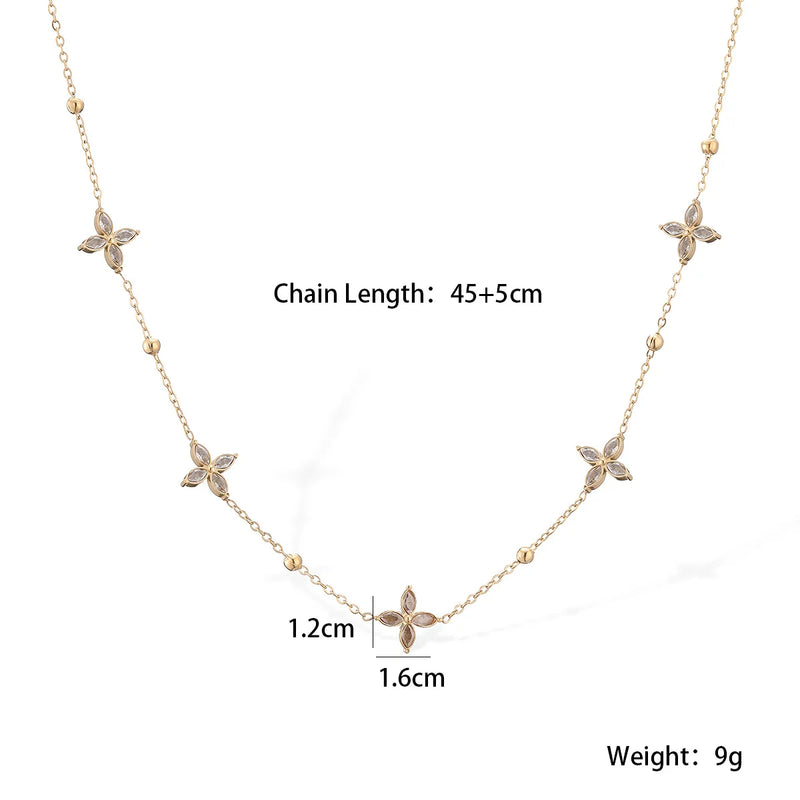 Gold Flower CZ Charm Bracelet