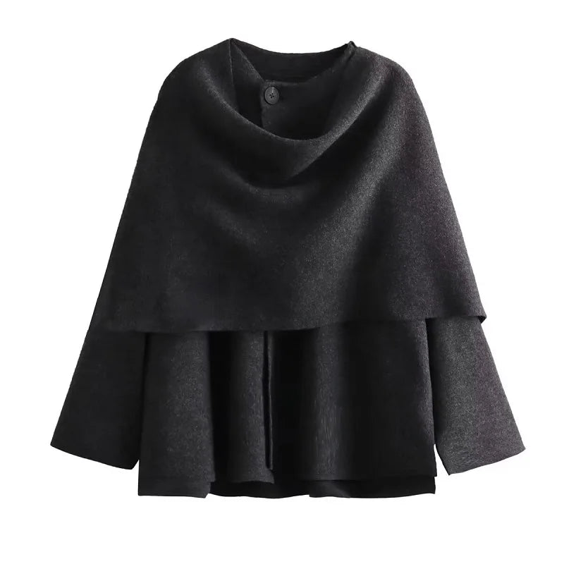 Plush Asymmetric Scarf Coat