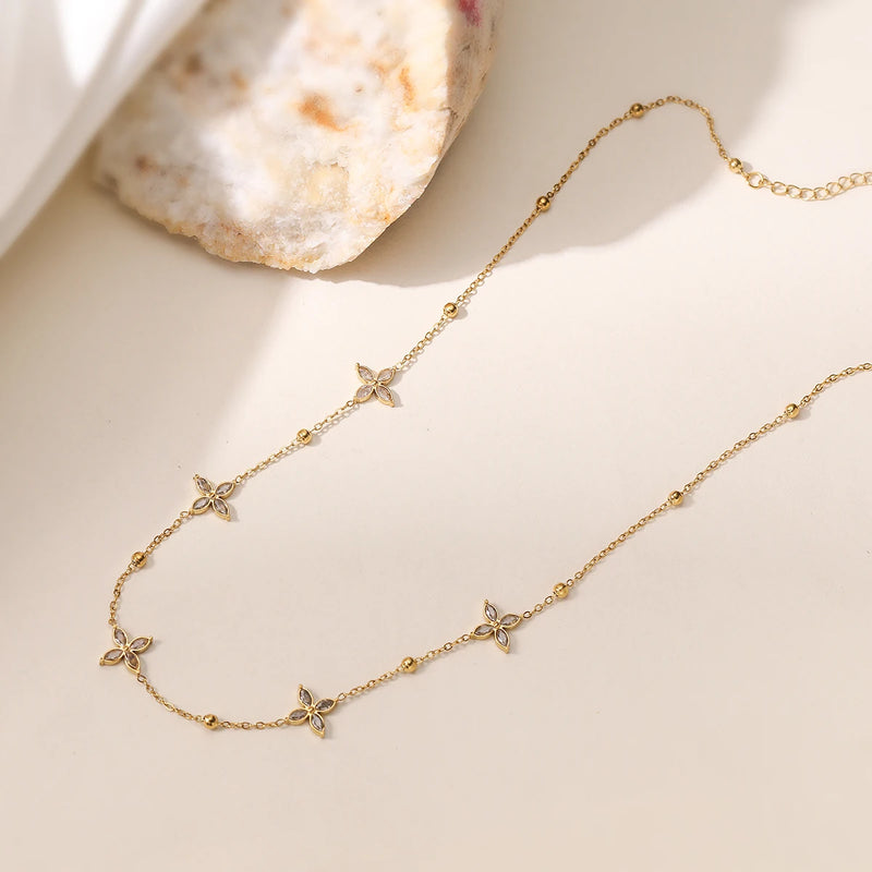 Gold Flower CZ Charm Bracelet
