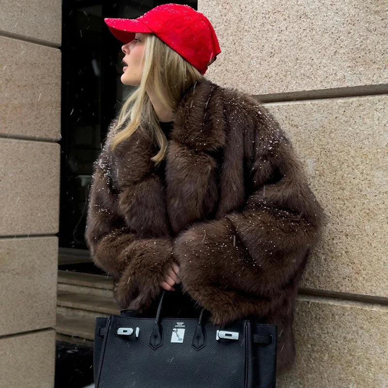 Oversized Gradient Faux Fur Coat