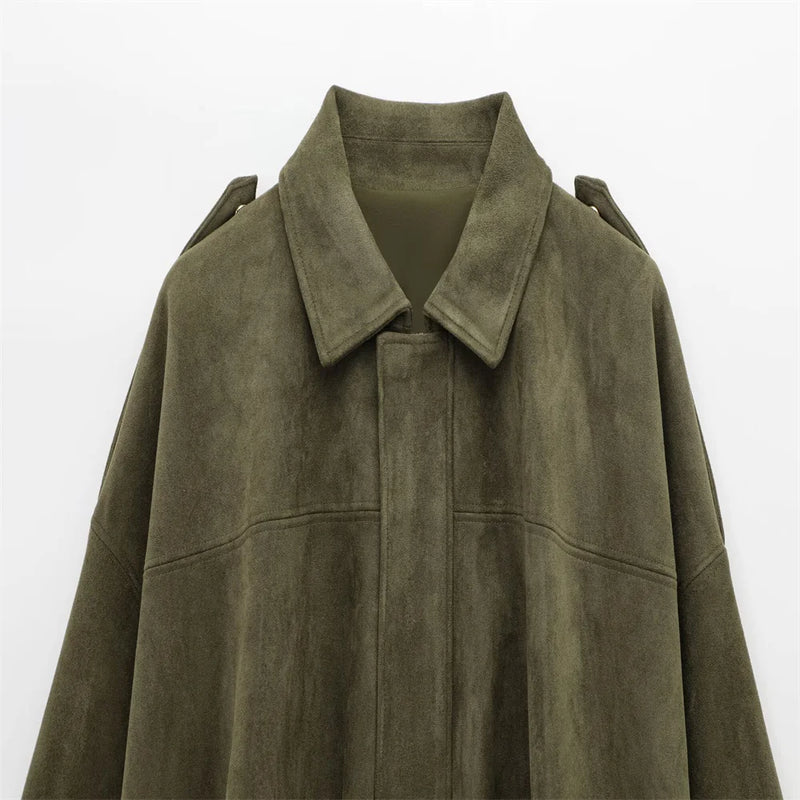 Faux Suede Olive Green Jacket