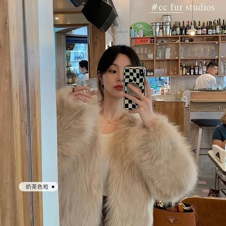 Short Faux Fox Fur Coat