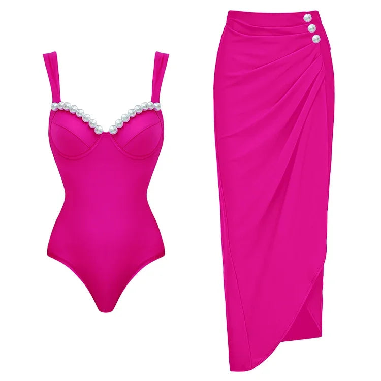 Pearl Chain Halter Swim Set