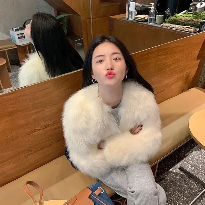 Short Faux Fox Fur Coat