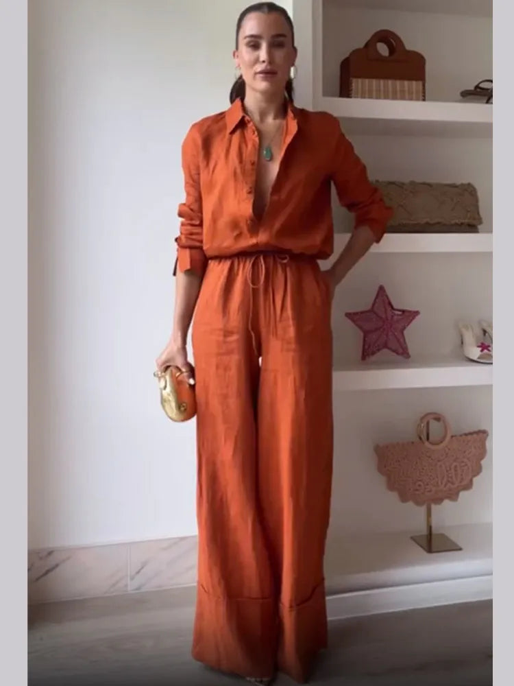 Cotton Linen Shirt & Pants Set
