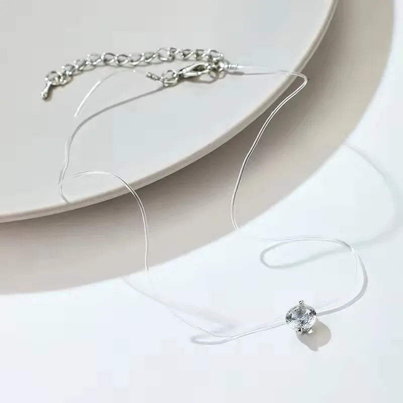 Single Rhinestone Pendant Necklace