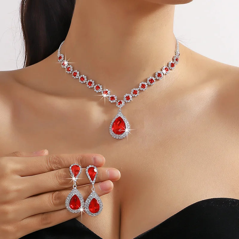 Crystal Water Drop Jewelry Set