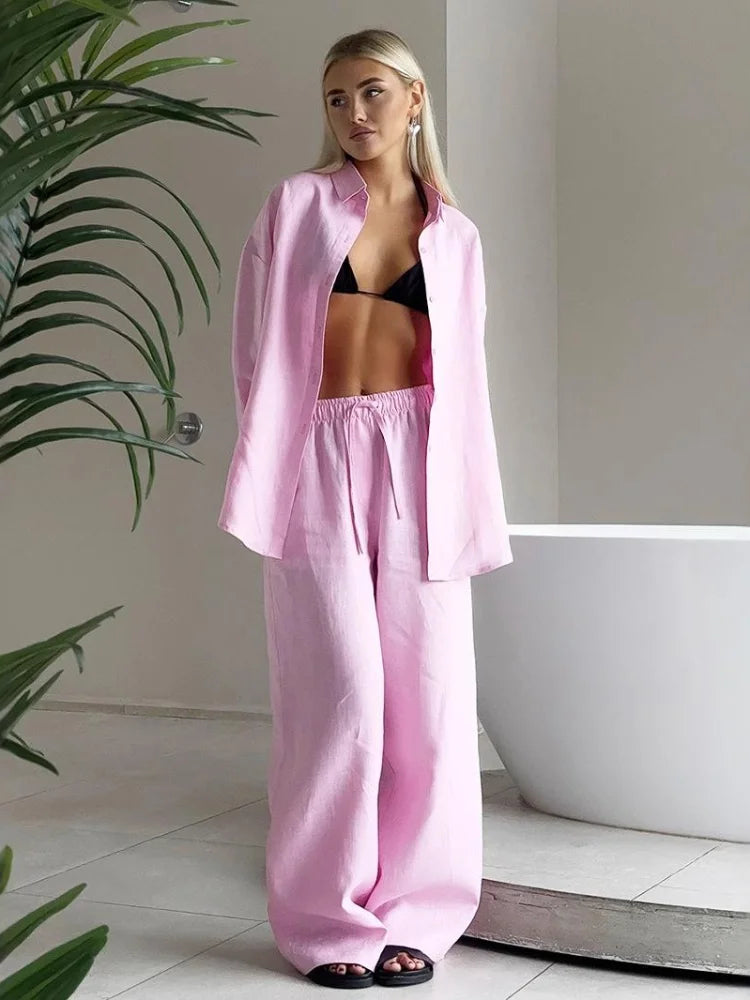 Cotton Linen Shirt & Pants Set