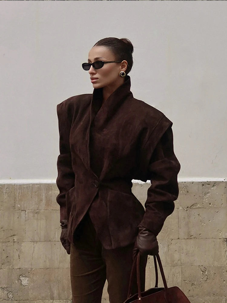 Suede Single-Breasted Short Jacket