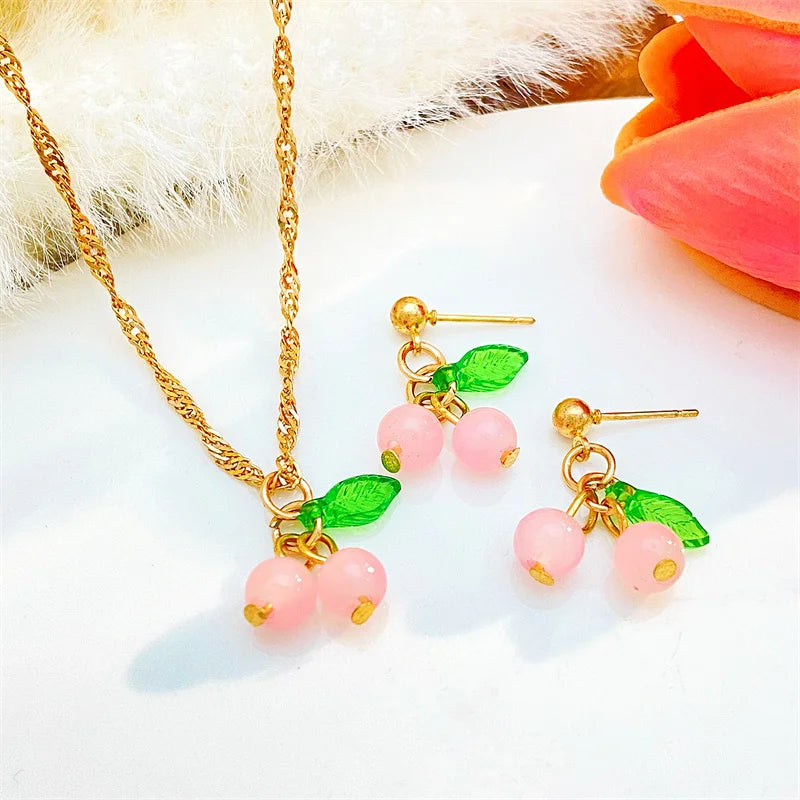 Cherry Pendant Jewelry Set